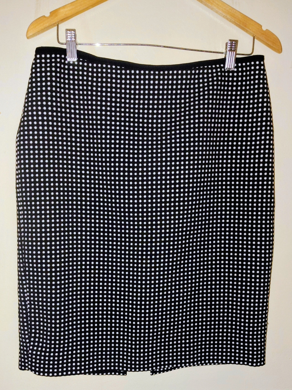 White House Black Market Black Pencil Skirt with White Polka Dots